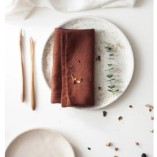 Rusty Softened Linen Napkins Set, Brick Red Linen Cloth Napkins, Wedding Linen Napkins, Pure Linen Napkin, Table Linen